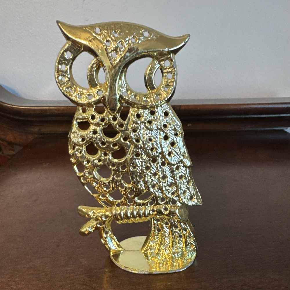 5.5" Vintage Torino Gold Tone Owl Earring Holder